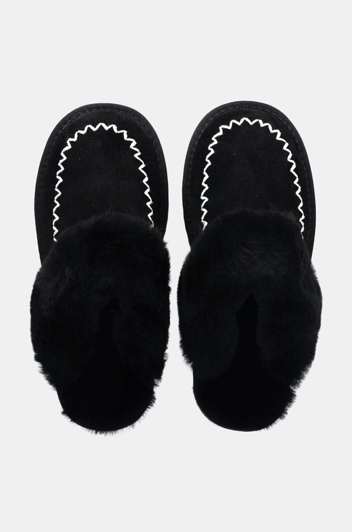 Answear.LAB kapcie zamszowe czarny AW24.11.cd
