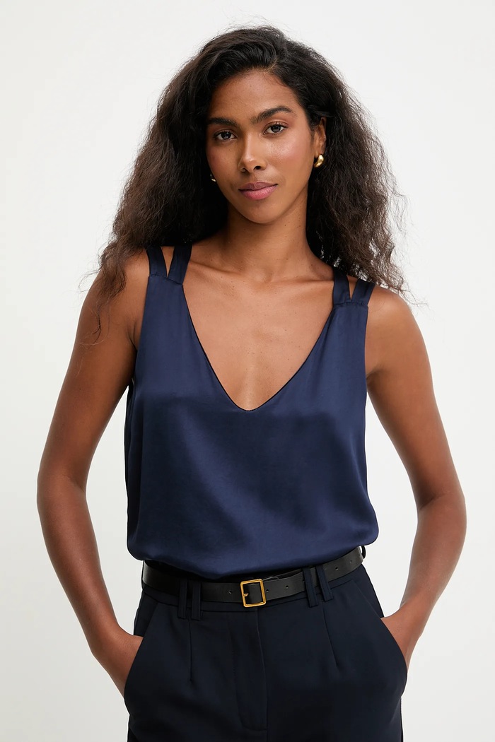 Answear.LAB bluza uni albastru 54088