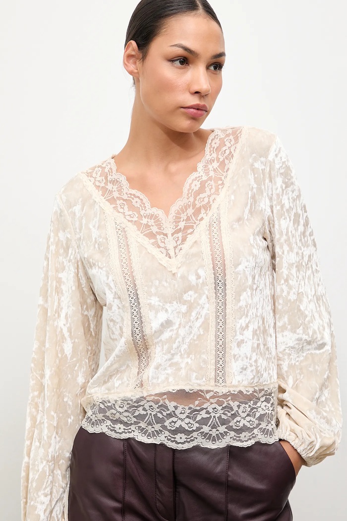 Answear.LAB camicetta da donna in velluto beige 81057.FLK