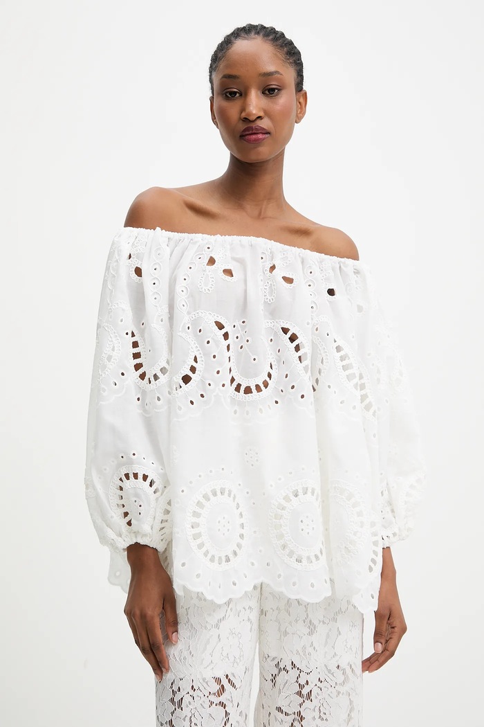 Answear.LAB bluza imprimeu alb 15243