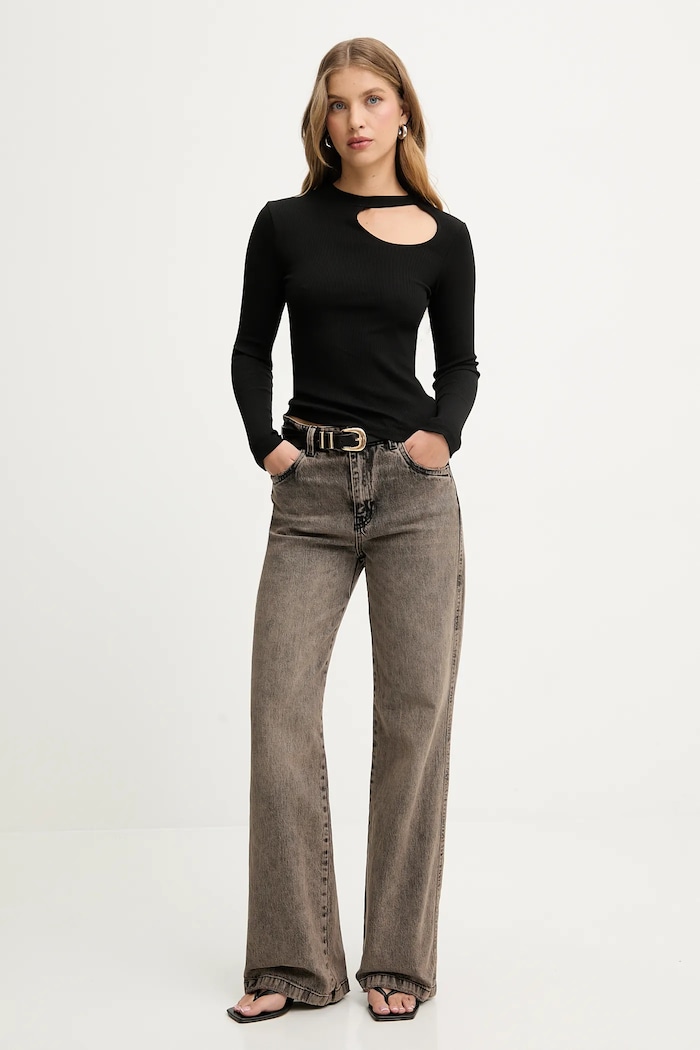 Answear.LAB longsleeve uni negru IVVI.22.TOS