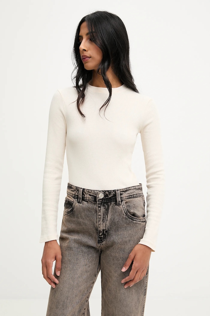 Answear.LAB longsleeve alb IVVI.PLAIN.TOS
