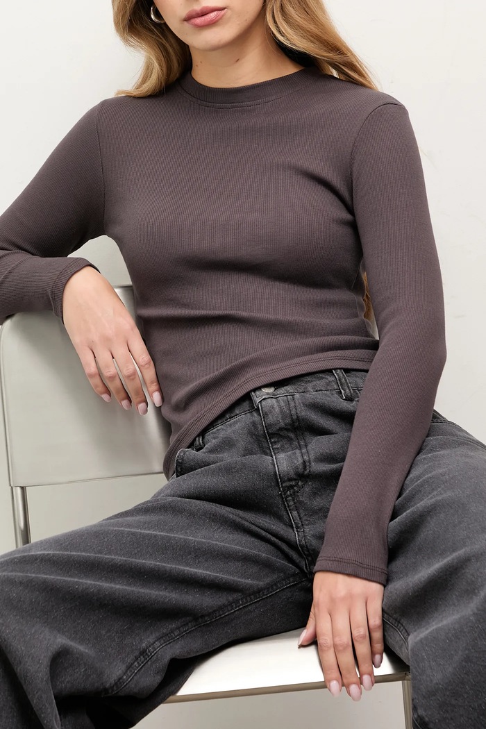 Answear.LAB longsleeve uni maro IVVI.PLAIN.TOS