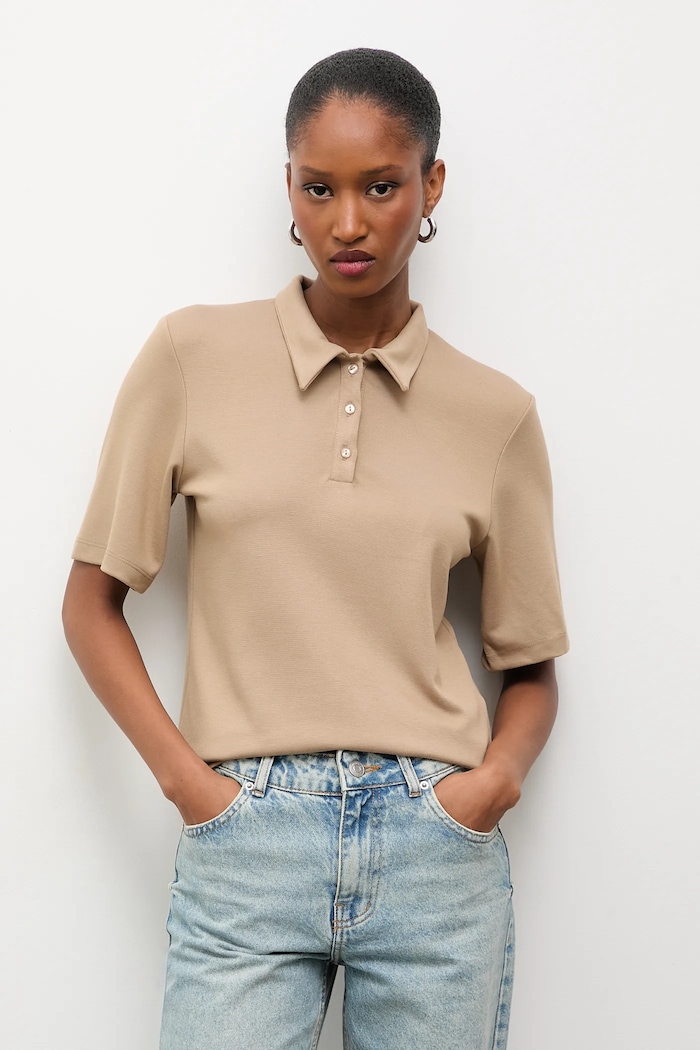 Answear.LAB Polo beżowy sng.tms