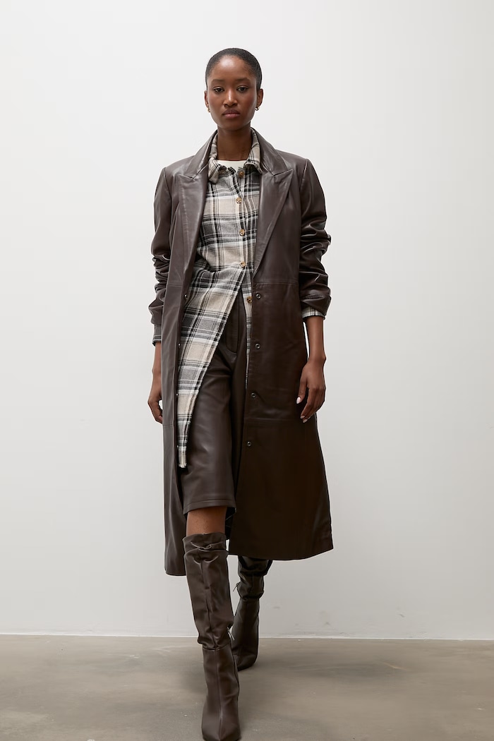 Δερμάτινο παλτό Answear.LAB ELEANOR καφέ ELEANOR
