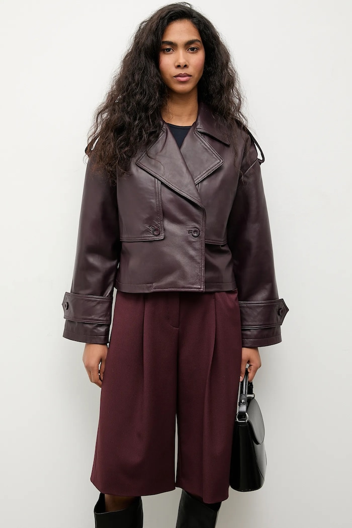 Kožená bunda Answear.LAB JOSIE burgundské JOSIE