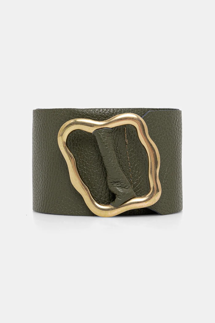 Answear Lab curea de piele verde C-011.hak
