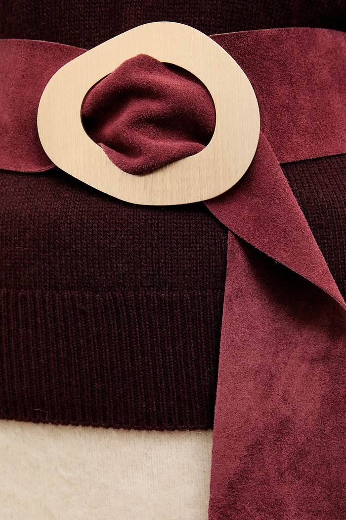 Accesorii Answear.LAB curea din piele intoarsa P1456.iak burgundia