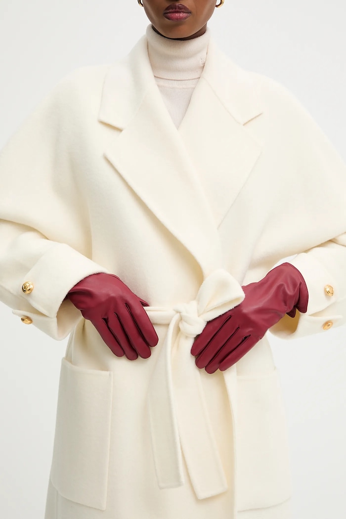 Usnjene rokavice Answear.LAB Zrnato usnje bordo plain glove