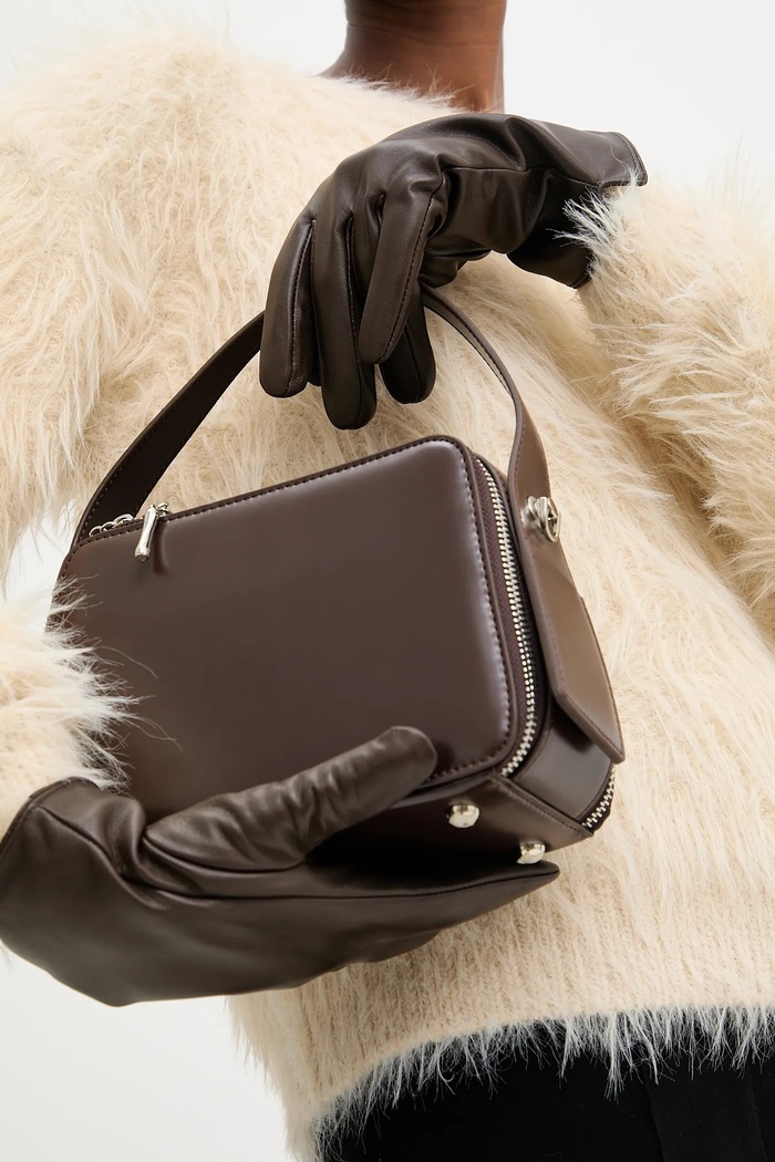 Rękawiczki skórzane Answear.LAB plain glove brązowy