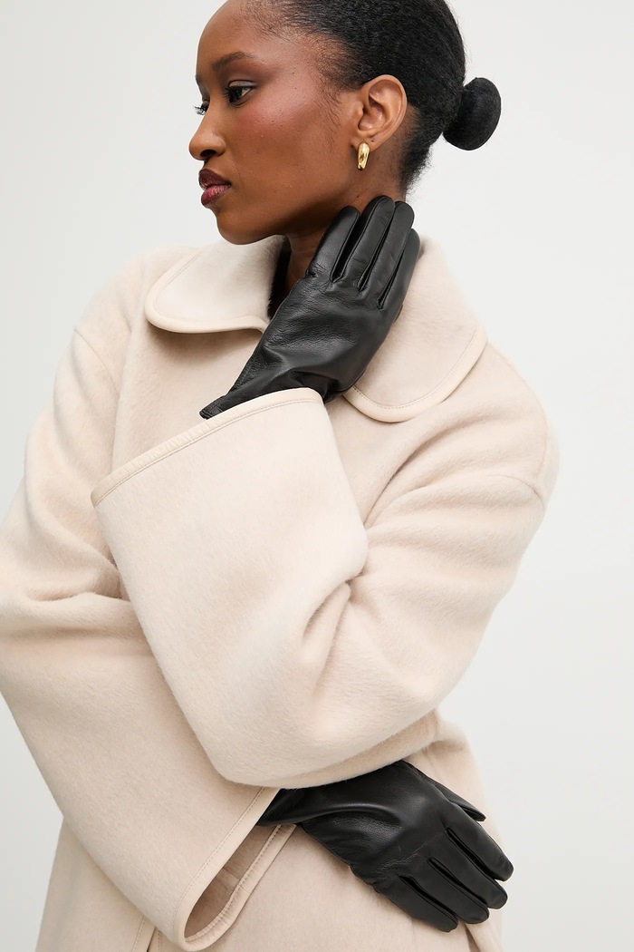Answear.LAB Manusi de piele negru plain glove 2