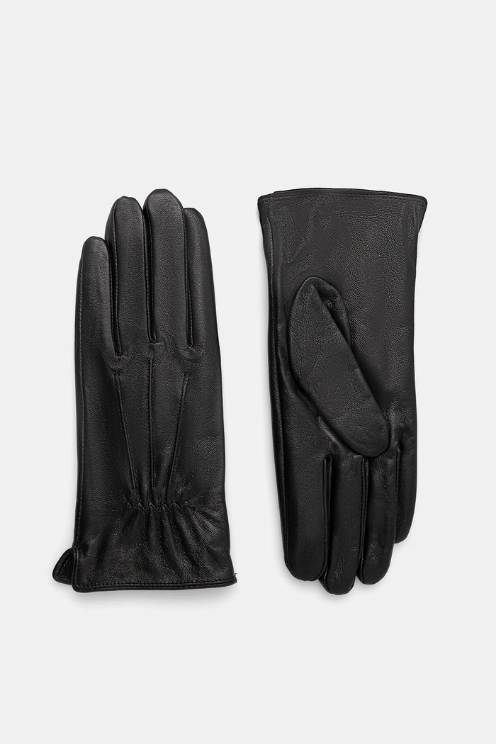 Usnjene rokavice Answear.LAB Zrnato usnje črna fitted glove
