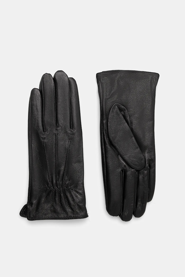 Usnjene rokavice Answear.LAB Zrnato usnje črna fitted glove