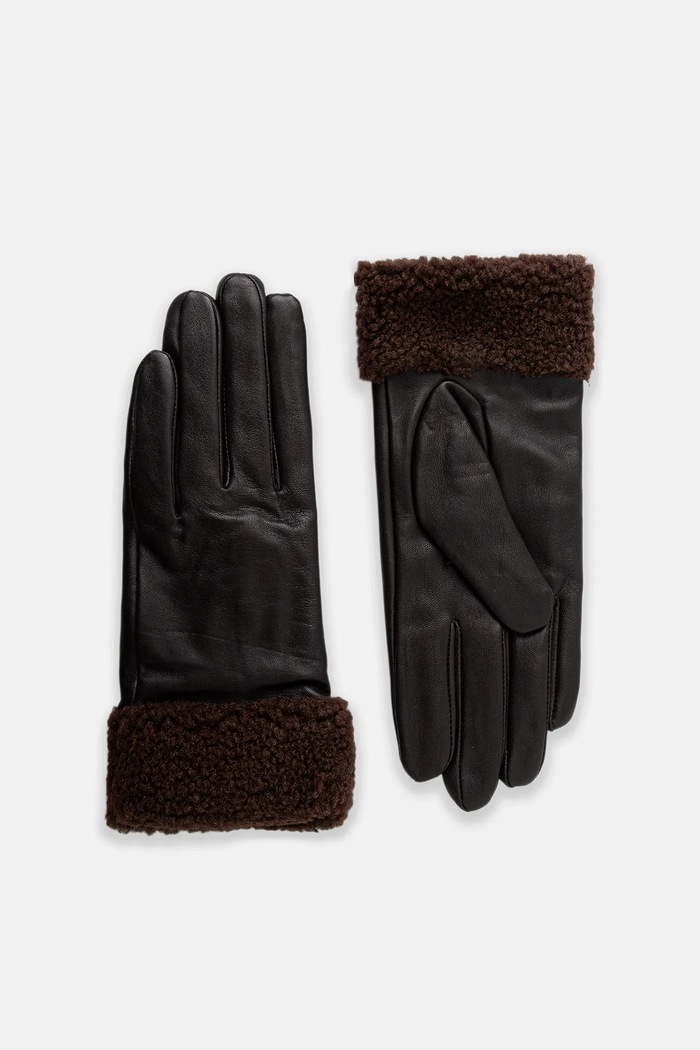 Answear.LAB guanti in pelle pelle fiore marrone furry.choco