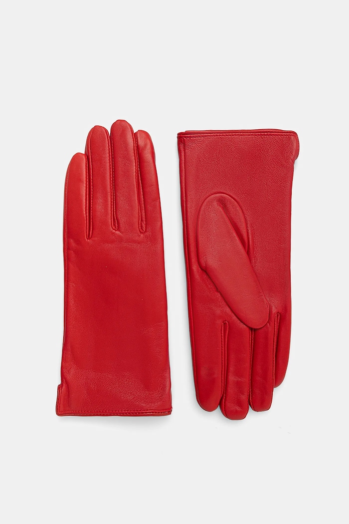 Δερμάτινα γάντια Answear.LAB λείο δέρμα κόκκινο plain.glove.1