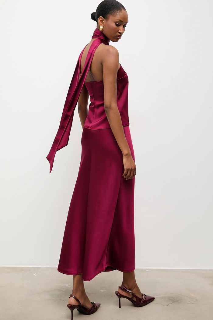 Answear.LAB top i spódnica tkanina bordowy 93055.93073
