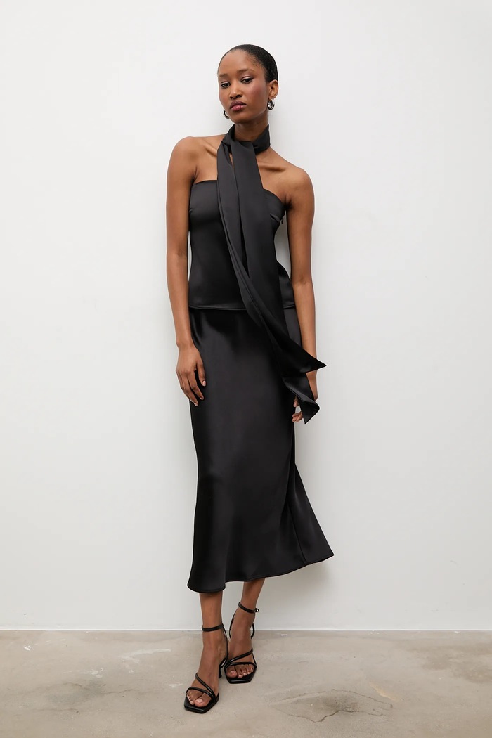 Answear.LAB top i spódnica tkanina czarny 93055.93073