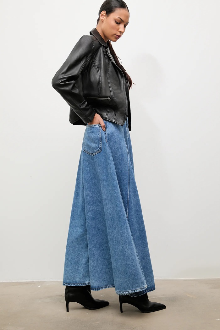 Answear.LAB fusta jeans uni albastru 40661S5.TOS