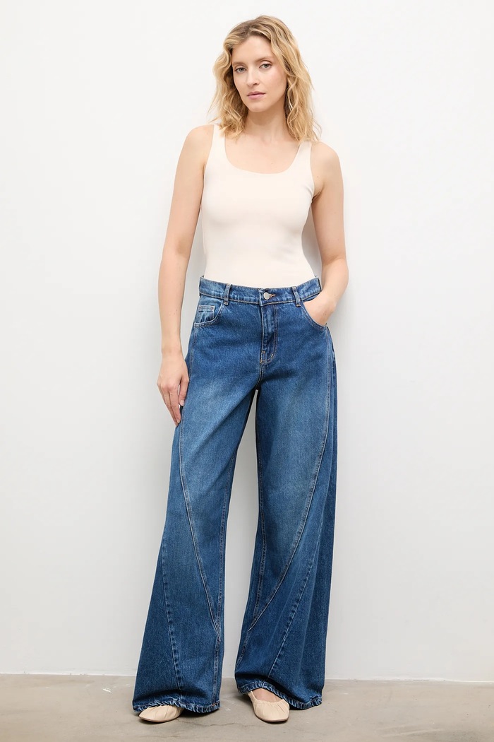 Answear.LAB blugi wide leg pentru femei albastru 2923.tos