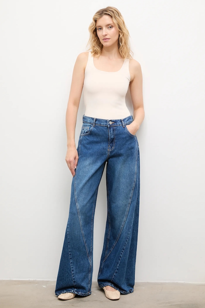 Answear.LAB blugi wide leg pentru femei albastru 2923.tos