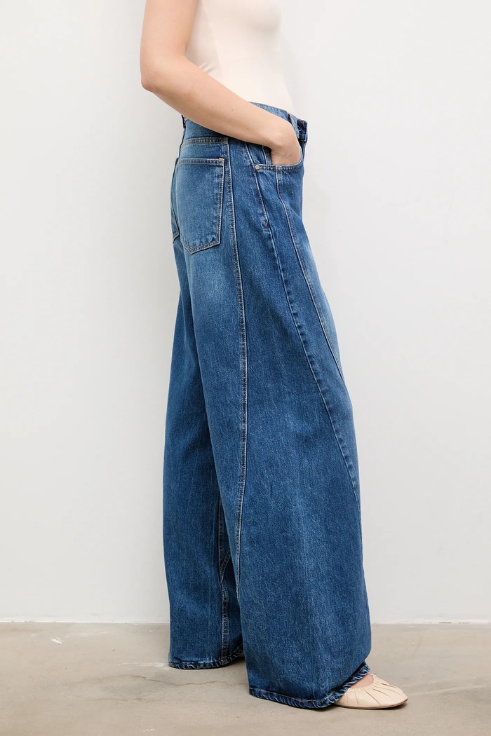 Answear.LAB blugi wide leg pentru femei albastru 2923.tos