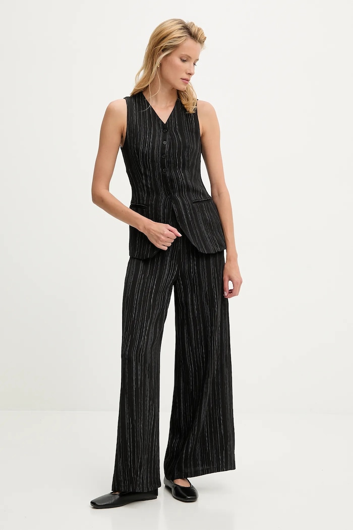 Answear Lab pantaloni din amestec de in 11215.FLK negru WA25