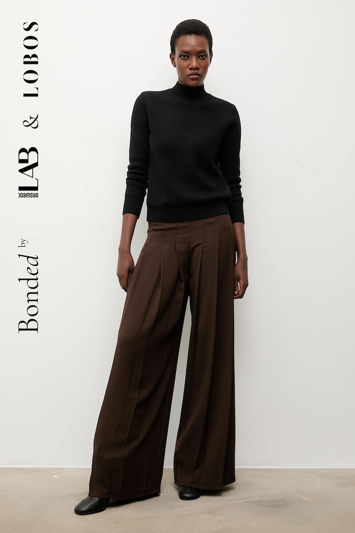 Bonded by Answear.LAB & LOBOS spodnie tkanina brązowy 30161.TOS