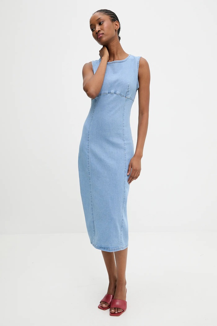 Answear.LAB rochie jeans midi albastru mg700.FLK