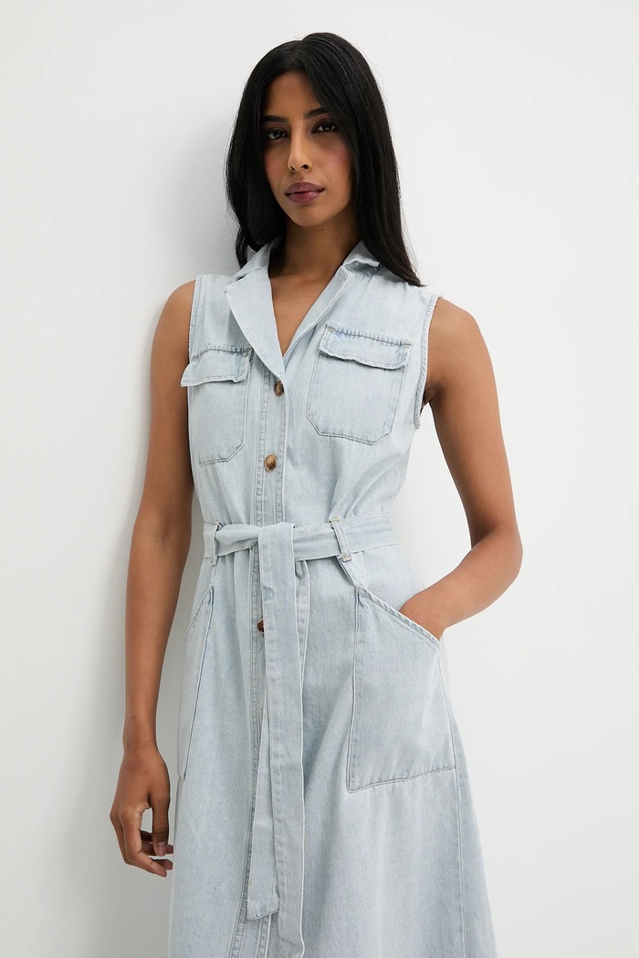 Answear.LAB rochie jeans C10726.hak albastru