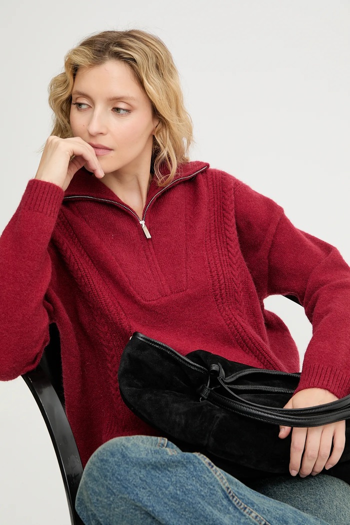 Answear.LAB sweter z kaszmirem zapinany czerwony 2713.fh