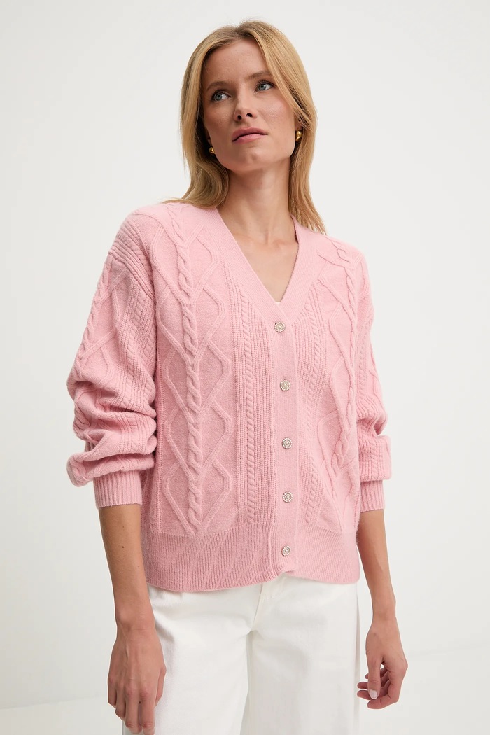 Answear.LAB cardigan din cașmir uni roz 2716.fh