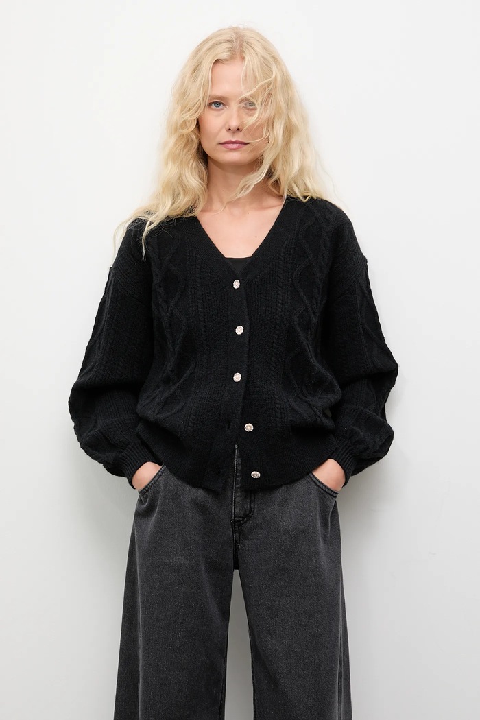 Answear.LAB cardigan din cașmir uni negru 2716.fh