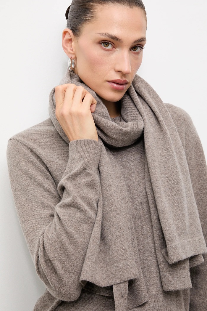 Answear.LAB pulover iz merino volne s šalom WA25-SWD028 rjava
