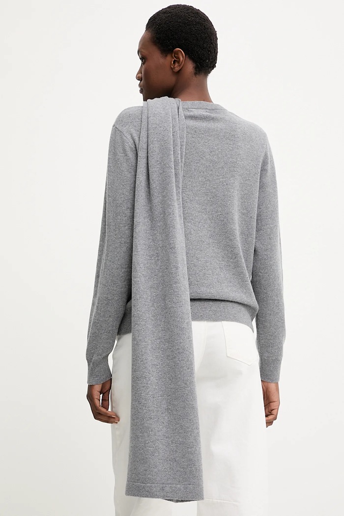 Answear.LAB sweter z wełny merino z szalem WA25-SWD028 szary WA25