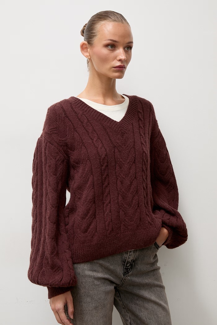 Answear.LAB Sweter damski z wełną brązowy lu4410.FWK