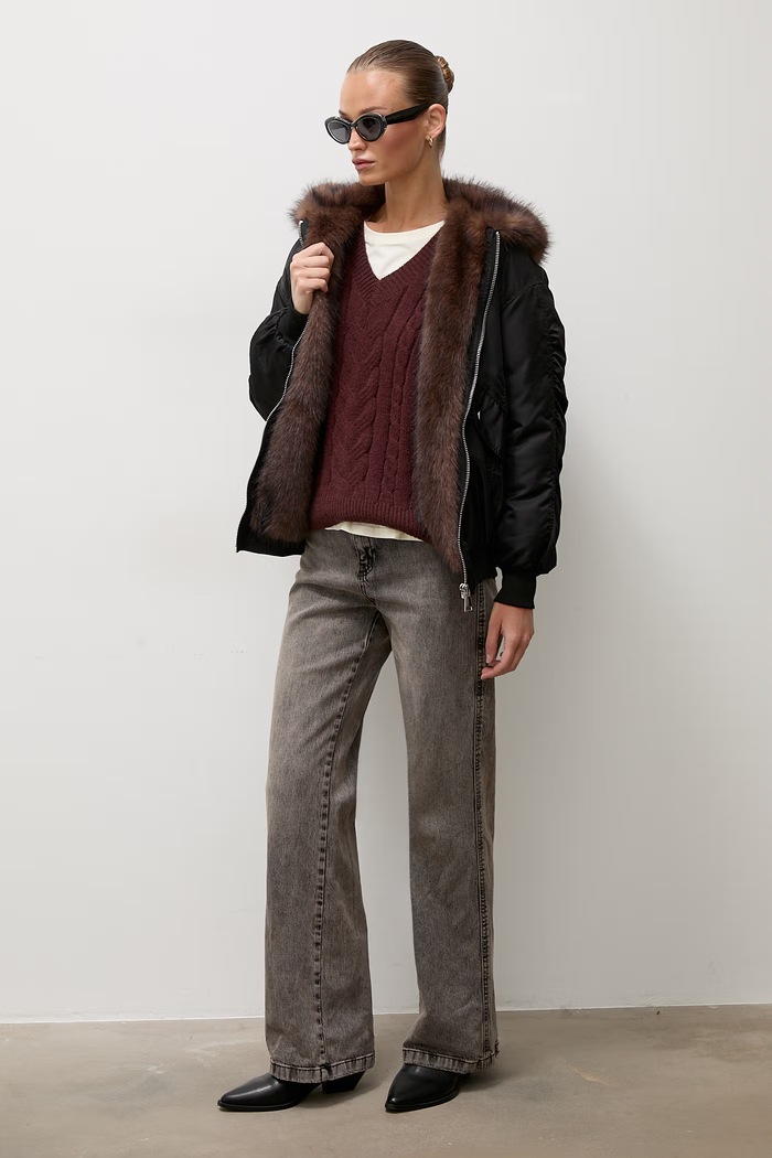 Answear.LAB Sweter damski z wełną lu4410.FWK brązowy WA25