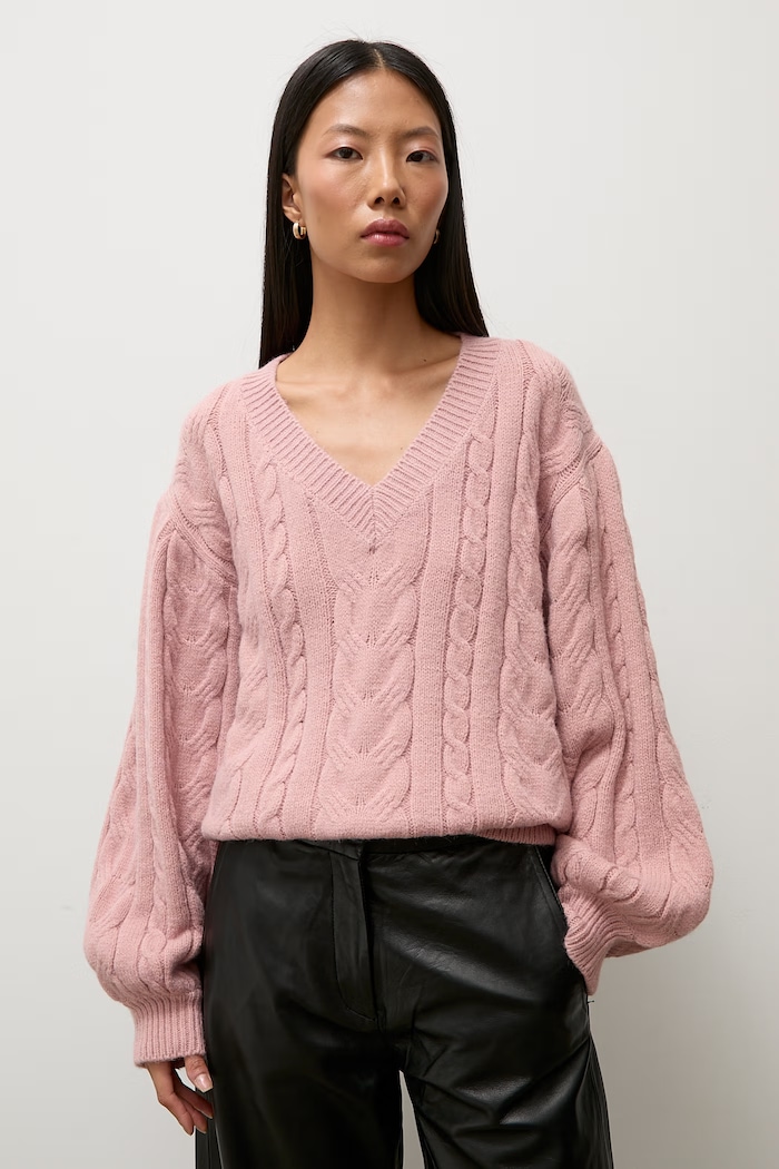 Answear.LAB sweter damski z dodatkiem wełny lu4410.fh różowy WA25