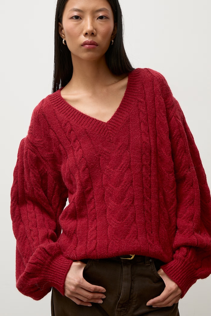 Sweter damski z dodatkiem wełny Answear.LAB lu4410.fh bordowy