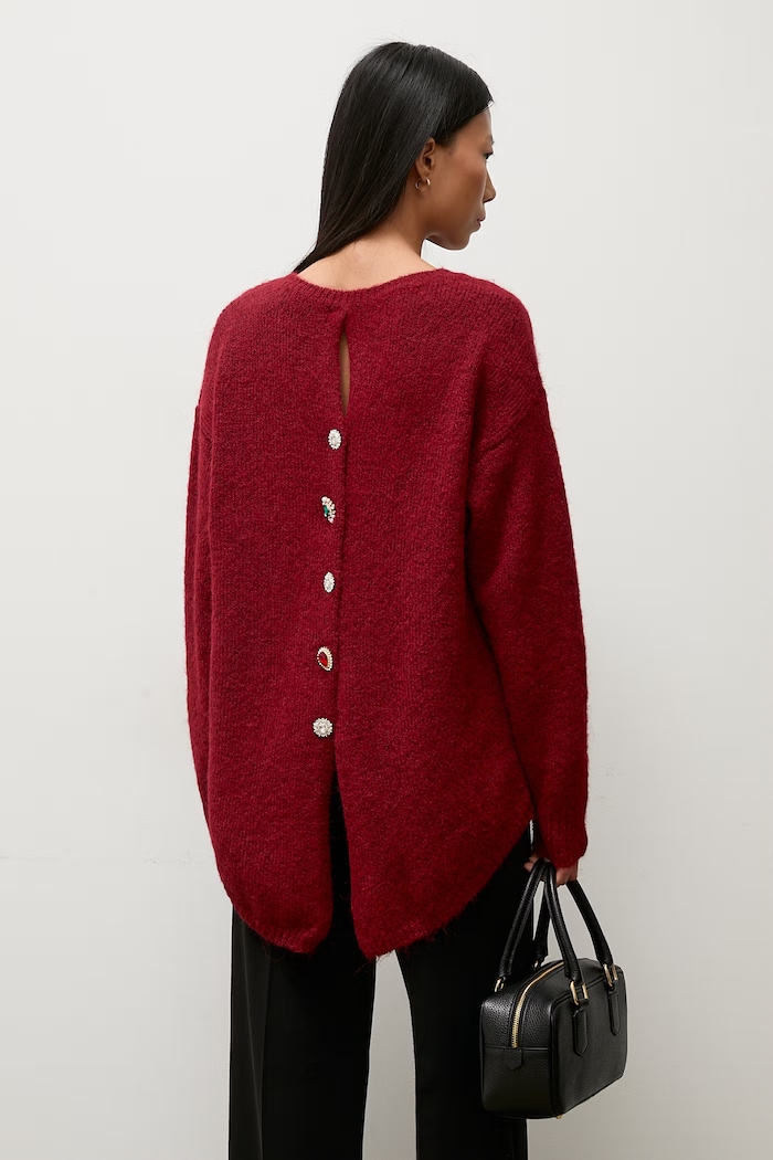 Answear.LAB Sweter damski z dodatkiem wełny bordowy 2521.FH
