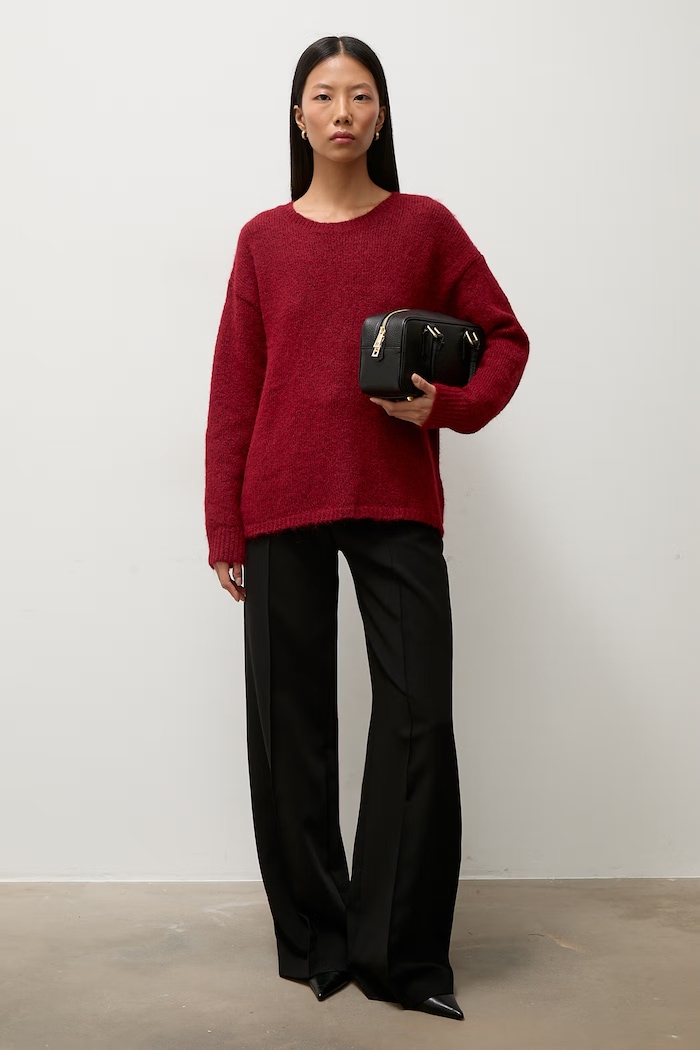 Answear.LAB Sweter damski z dodatkiem wełny 2521.FH bordowy WA25