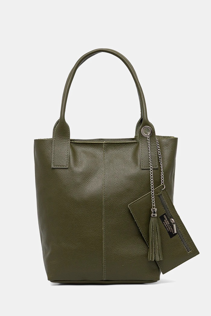 Answear Lab poseta de piele uni verde 100400.hak
