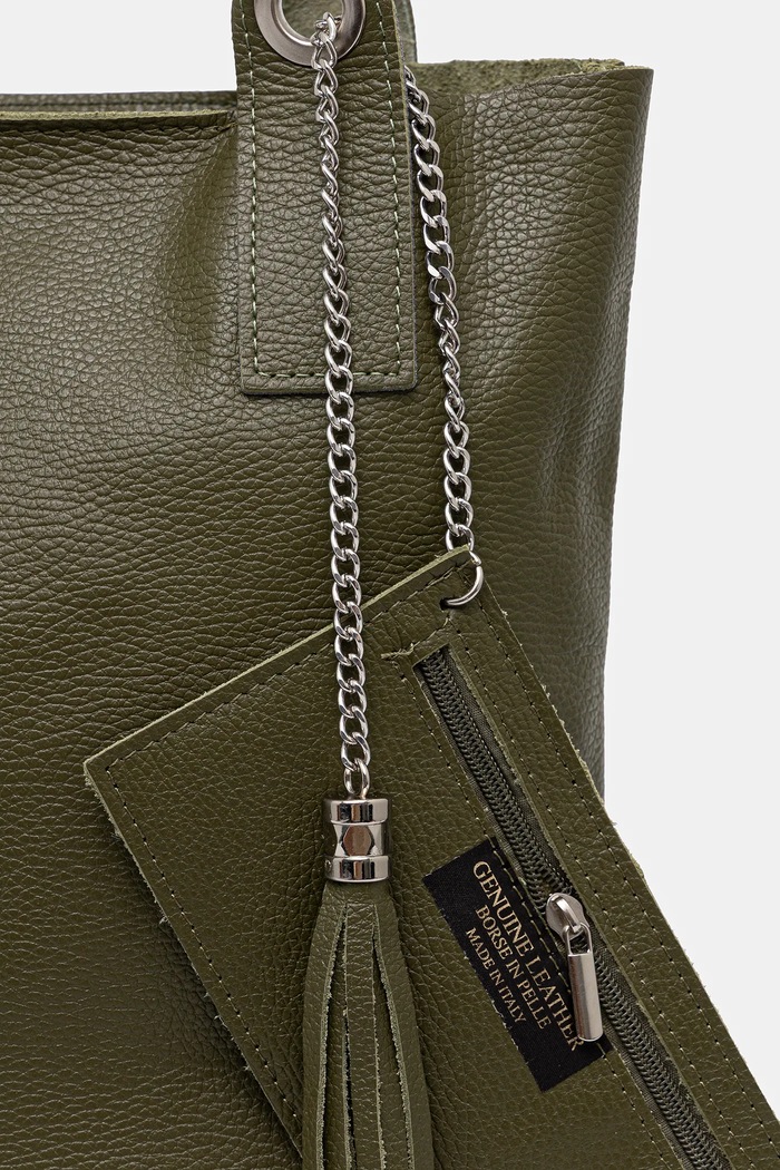 Answear Lab poseta de piele verde 100400.hak