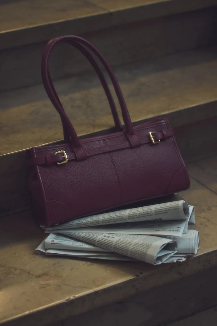 Kožená kabelka Answear.LAB přírodní kůže burgundské MBP104EW2.iak