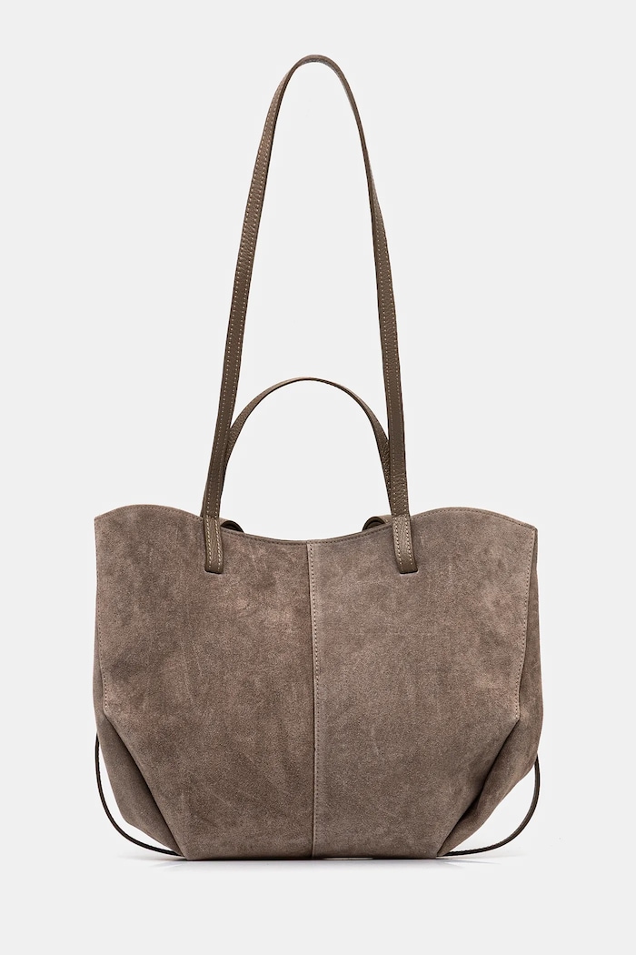 Answear.LAB shopper γυναικεία δερμάτινη λείο δέρμα γκρί C00003-G.ISR