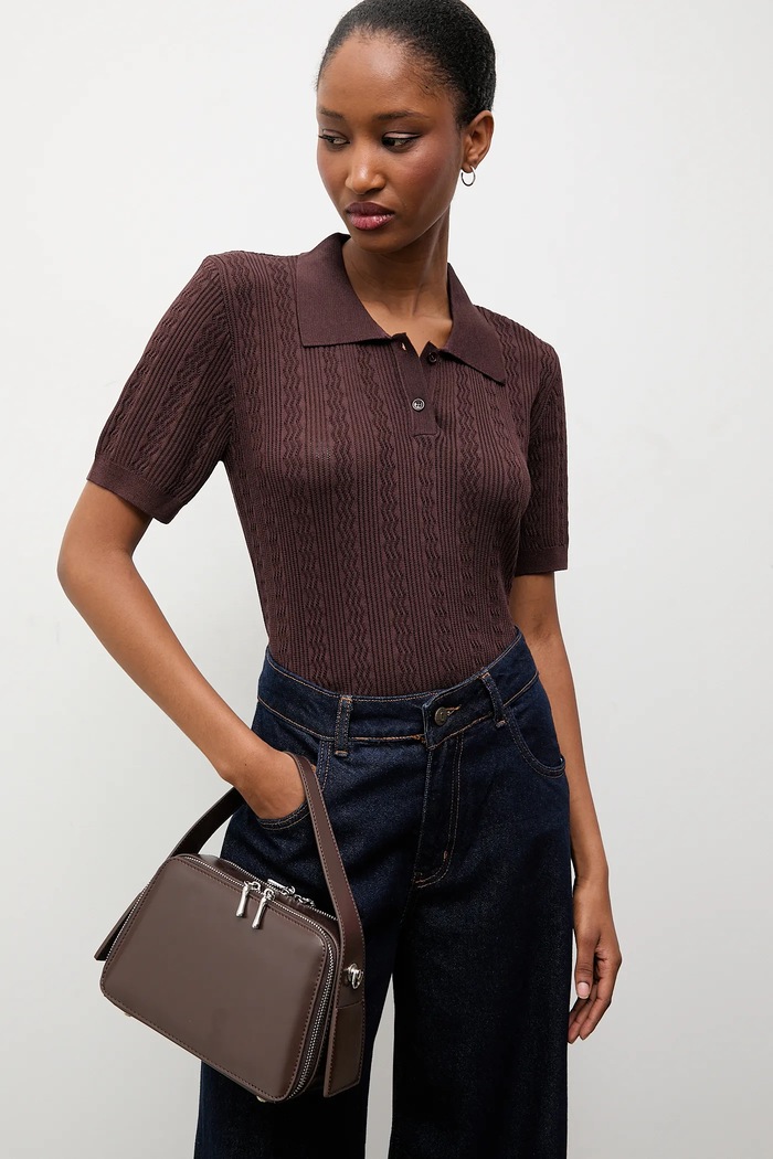 Answear.LAB tricou uni maro 10731.tos