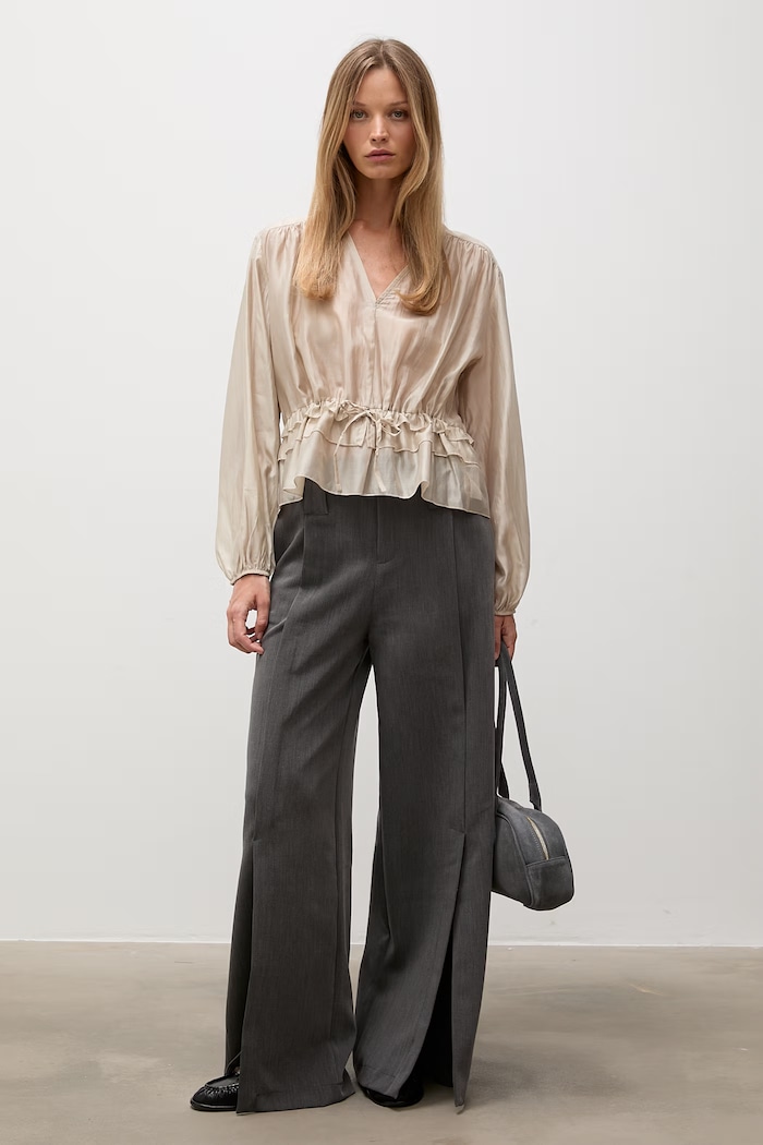 Answear.LAB bluzka damska z lyocellem AW27-082.isr beżowy WA26