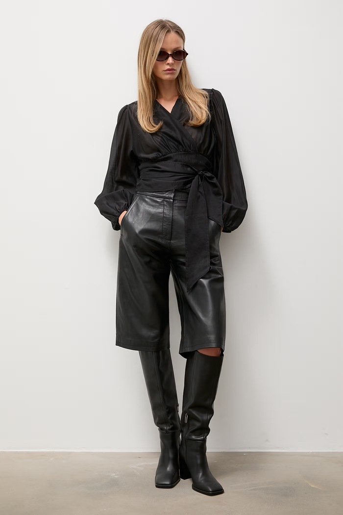Answear.LAB koszula kopertowa damska z lyocellem AW27-084.isr czarny WA26
