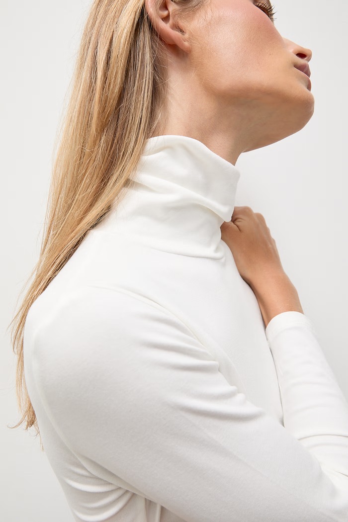 Answear.LAB longsleeve damski bawełniany z elastanem biały ASC-2895.fjk