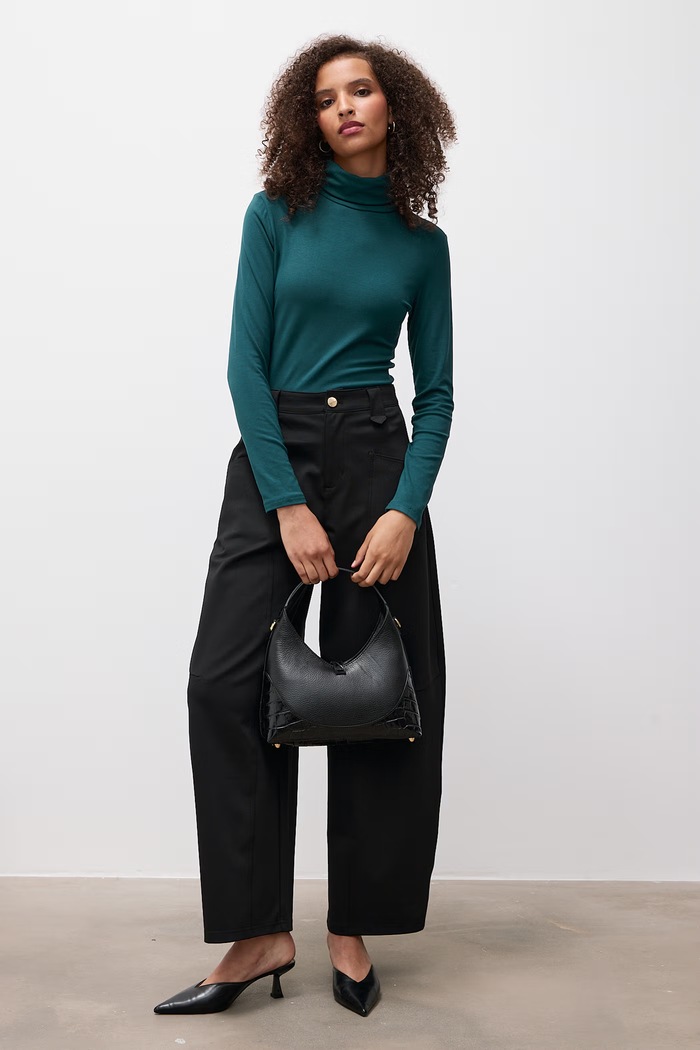 Answear.LAB Longsleeve damski bawełniany z elastanem ASC-2895.fjk turkusowy WA26