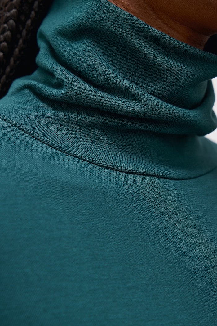 Longsleeve damski bawełniany z elastanem Answear.LAB turkusowy ASC-2895.fjk